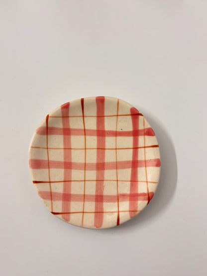 Hand-Painted Checkered Cup & Saucer