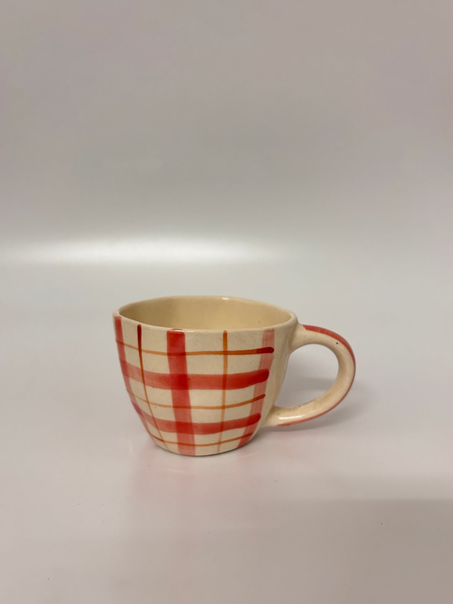Hand-Painted Checkered Cup & Saucer