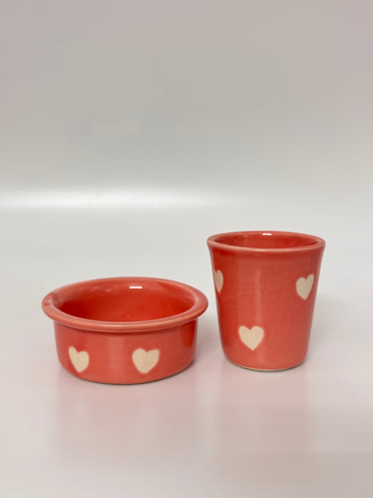 Peach Heart Ceramic Ramekin Set
