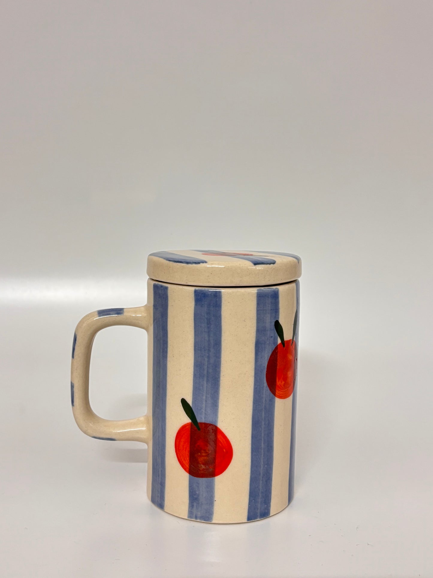 Apple Stripe Ceramic Mug with Lid