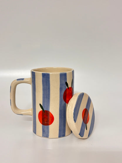 Apple Stripe Ceramic Mug with Lid