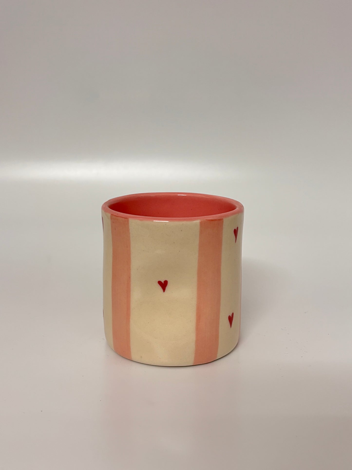 Peach Heart Stripes Ceramic Mug