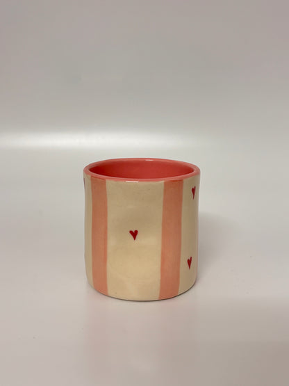 Peach Heart Stripes Ceramic Mug
