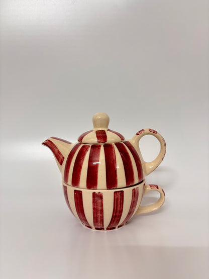 Purple Striped Studio Pottery 
Teapot & Cup Set