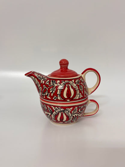 Crimson Blossom Tea-for-One
 Set