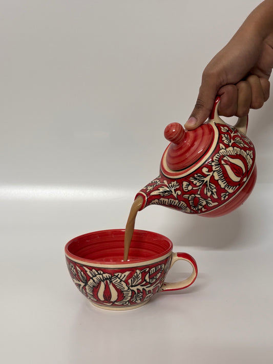 Crimson Blossom Tea-for-One
 Set