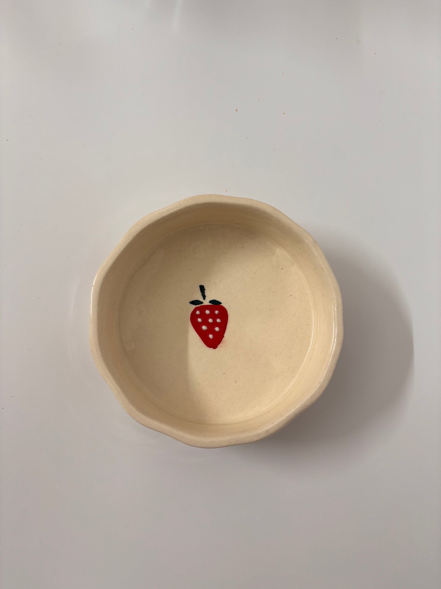 Hand-Painted Strawberry &
 Hearts Ceramic Bowl