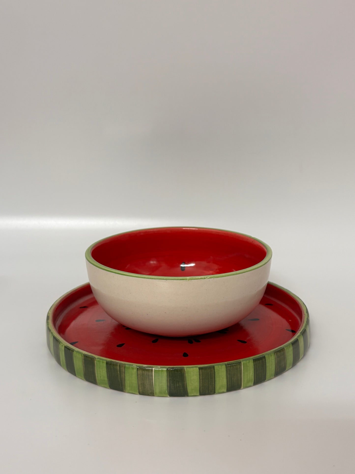 Watermelon Theme Ceramic 
Bowl with Plate