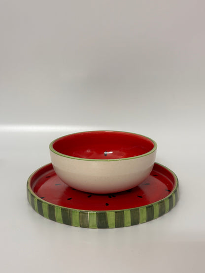 Watermelon Theme Ceramic 
Bowl with Plate