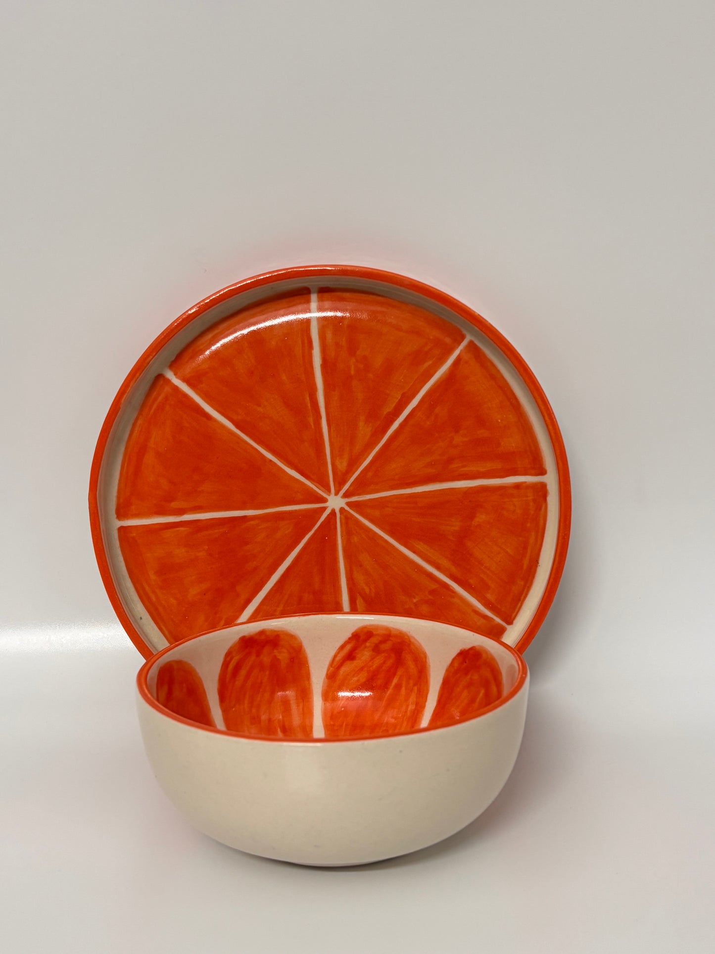 Orange Slice Theme Ceramic 
Bowl with Plate