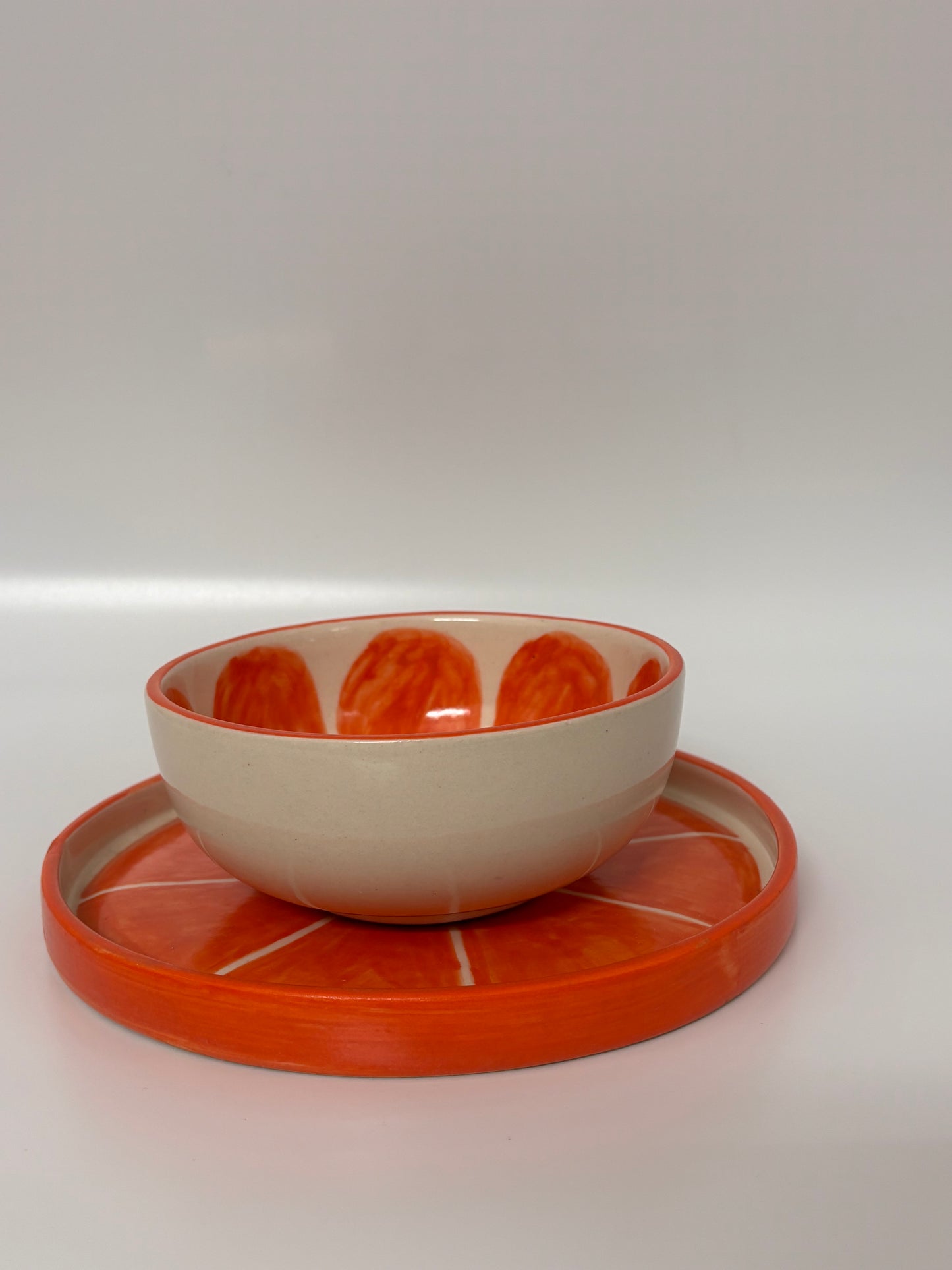 Orange Slice Theme Ceramic 
Bowl with Plate