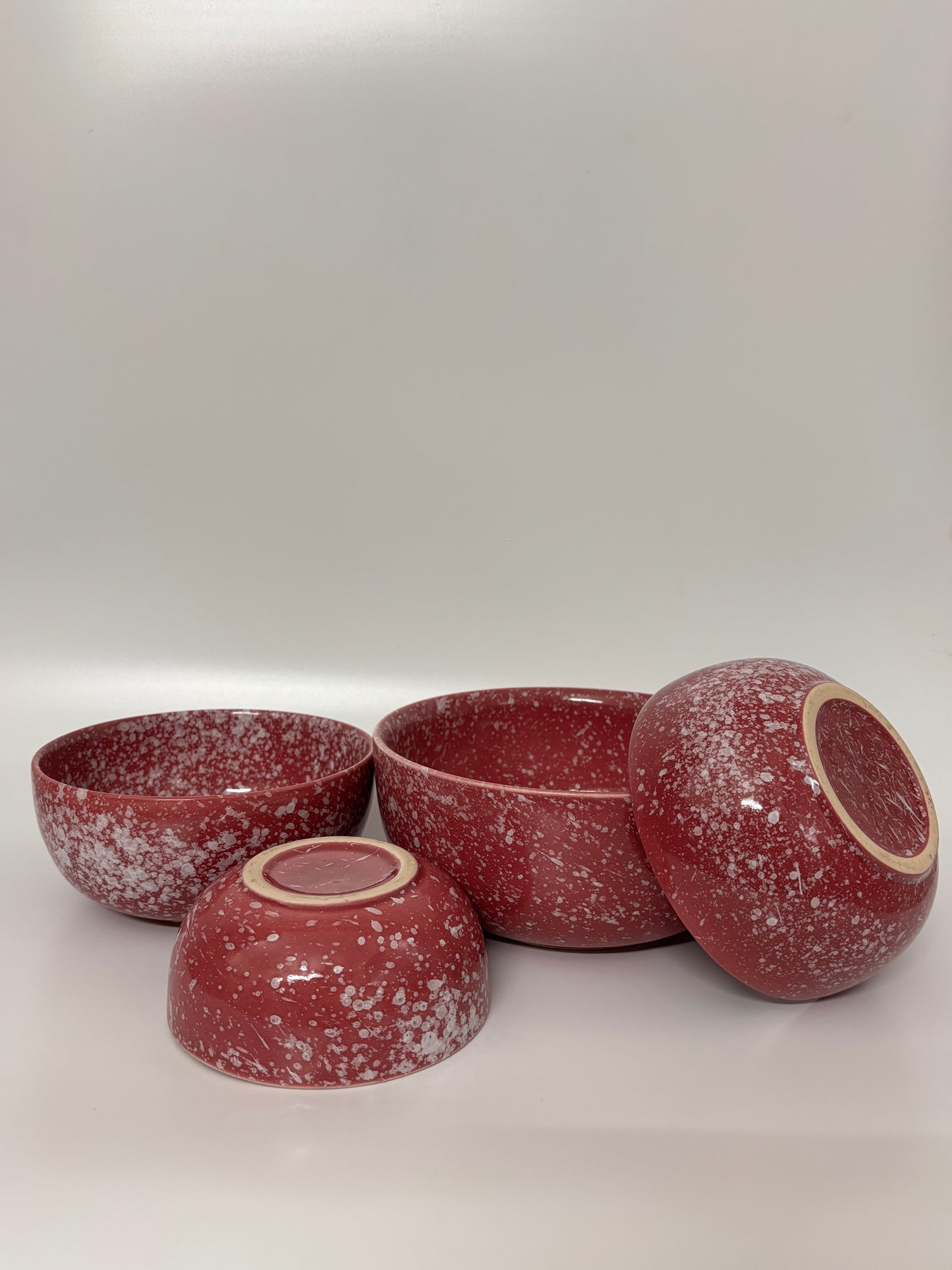 Crimson Speckle Ceramic
 Bowls – Set of 4