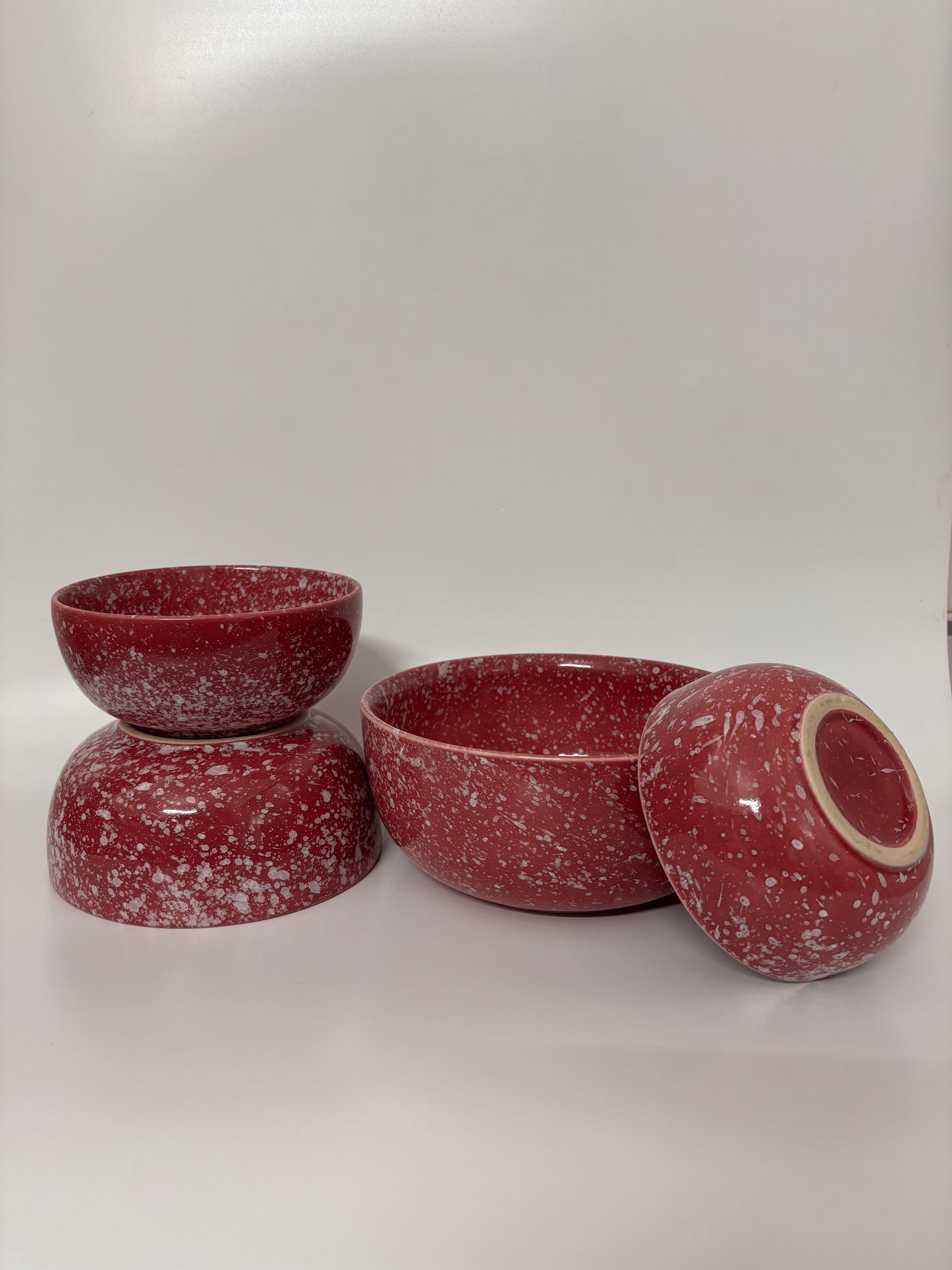 Crimson Speckle Ceramic
 Bowls – Set of 4
