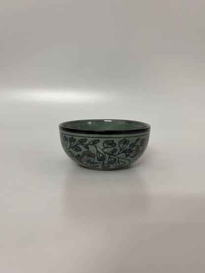 Handcrafted Sage Green Floral
 Ceramic Bowl Set – Set of 4
