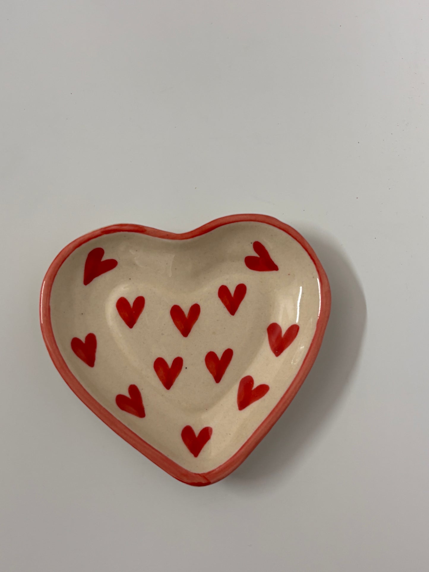 Handcrafted Red Hearts Ceramic Cup
 & Saucer Set