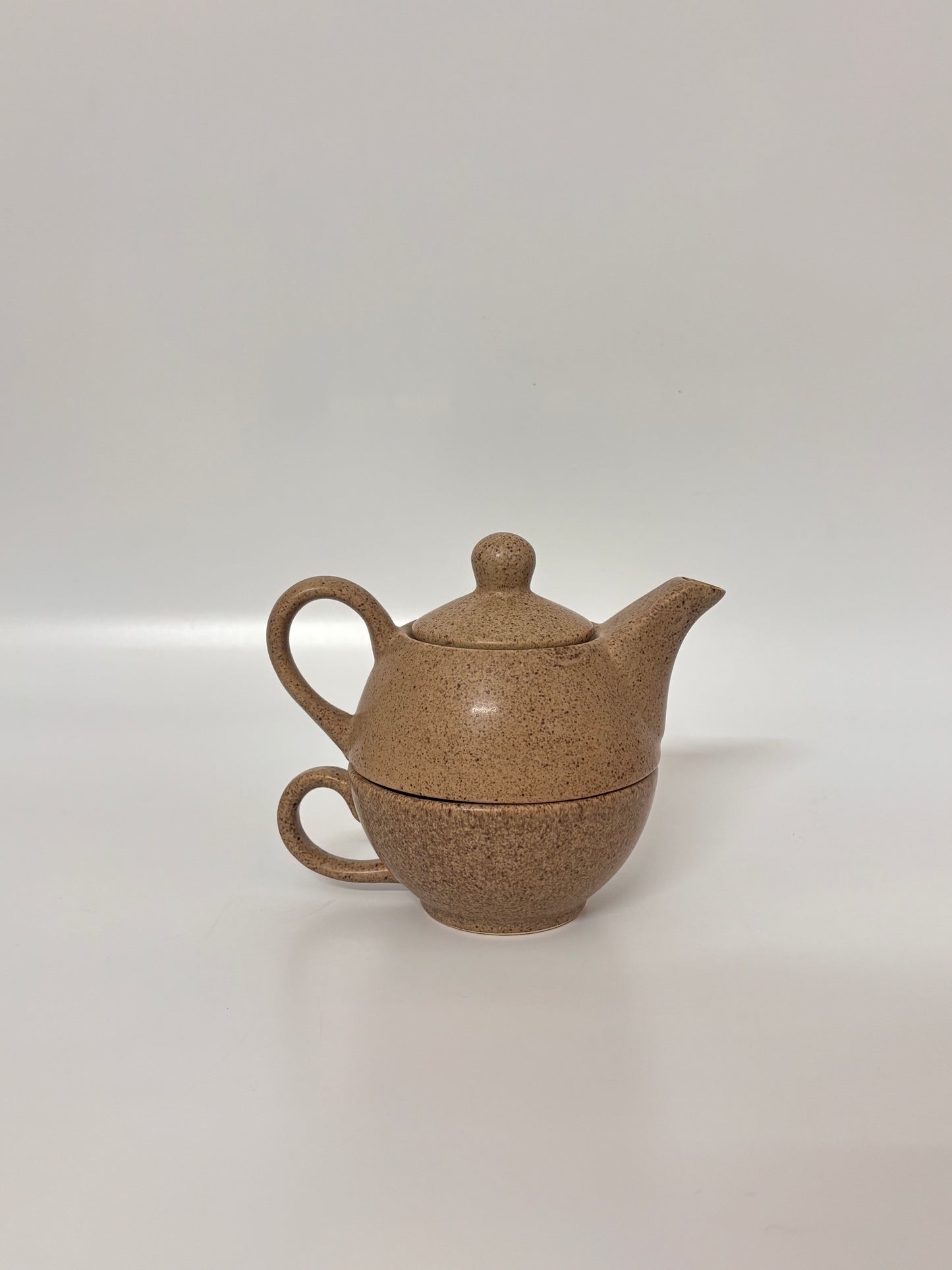Beige Speckled Tea for One Set
