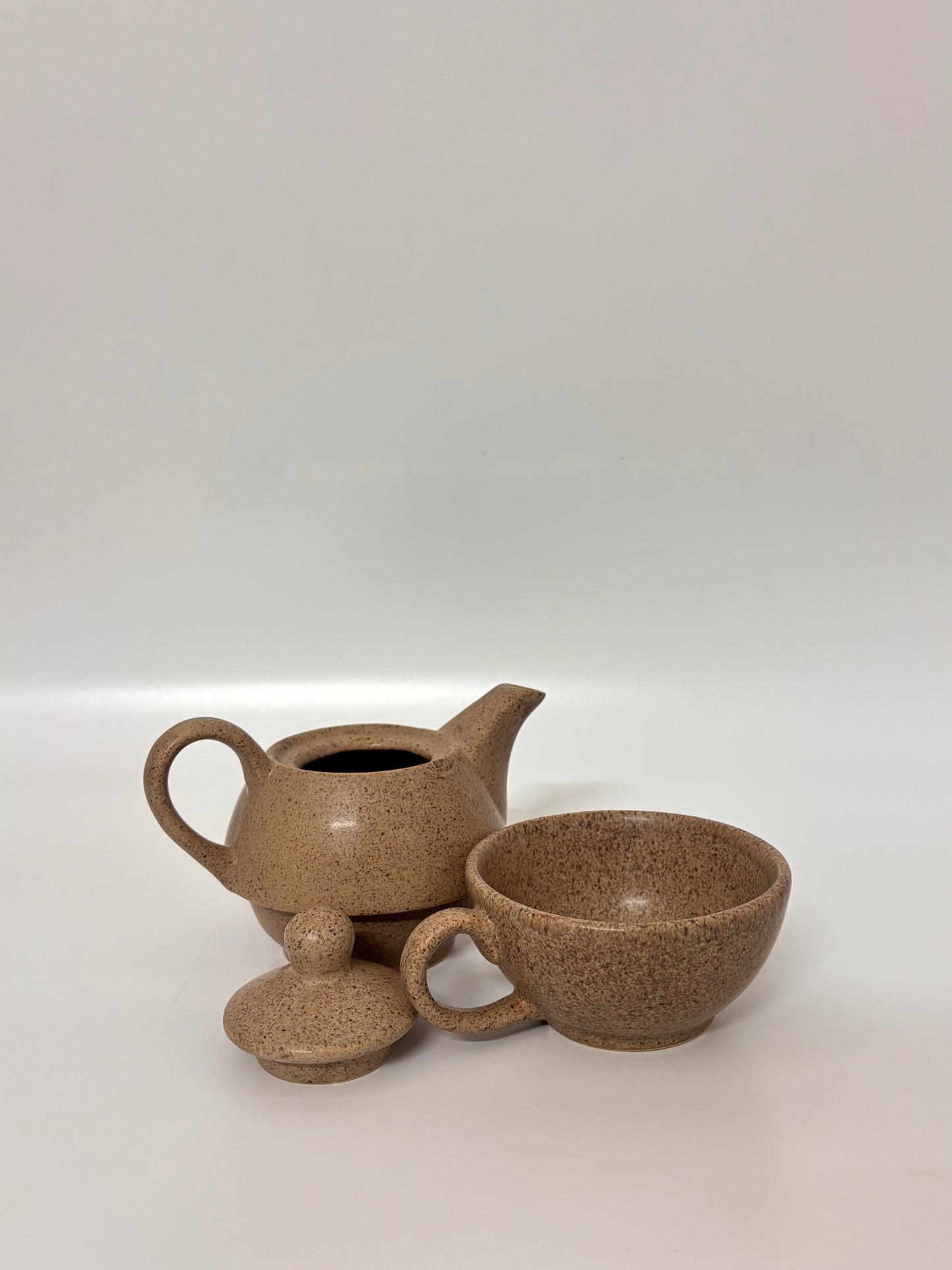 Beige Speckled Tea for One Set