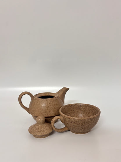 Beige Speckled Tea for One Set