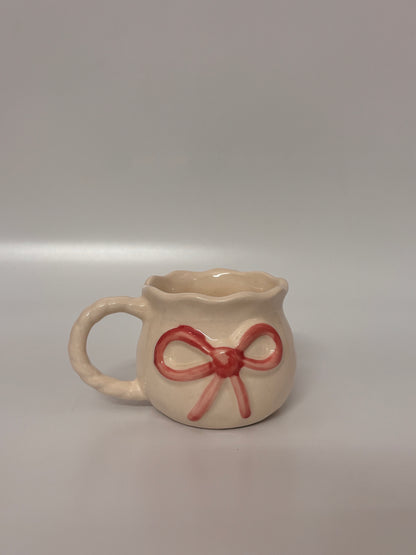 Creamy Ribbon Handcrafted Mug