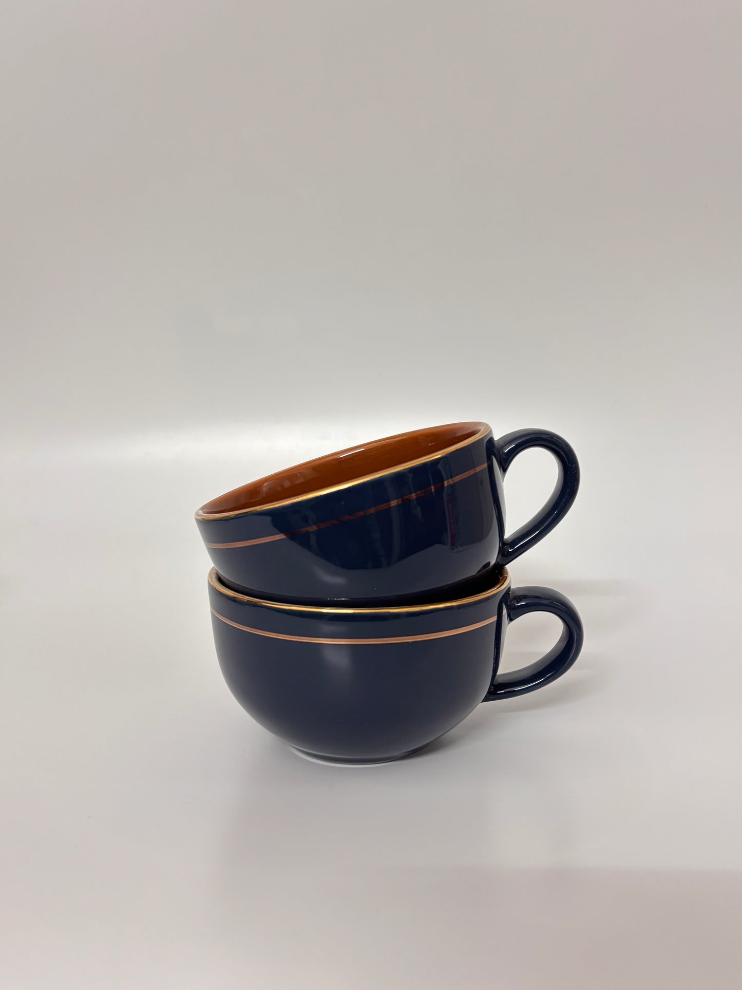 Navy & Caramel Gold-Line
 Ceramic Mug