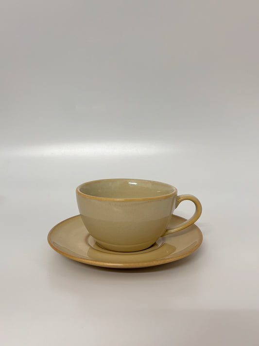 Beige Porcelain Tea Cup & Saucer
