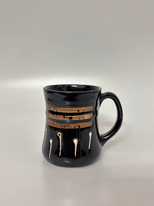 Black Rustic Drip-Pattern Ceramic Mug