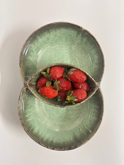 Green Dual Section Ceramic Serving Platter