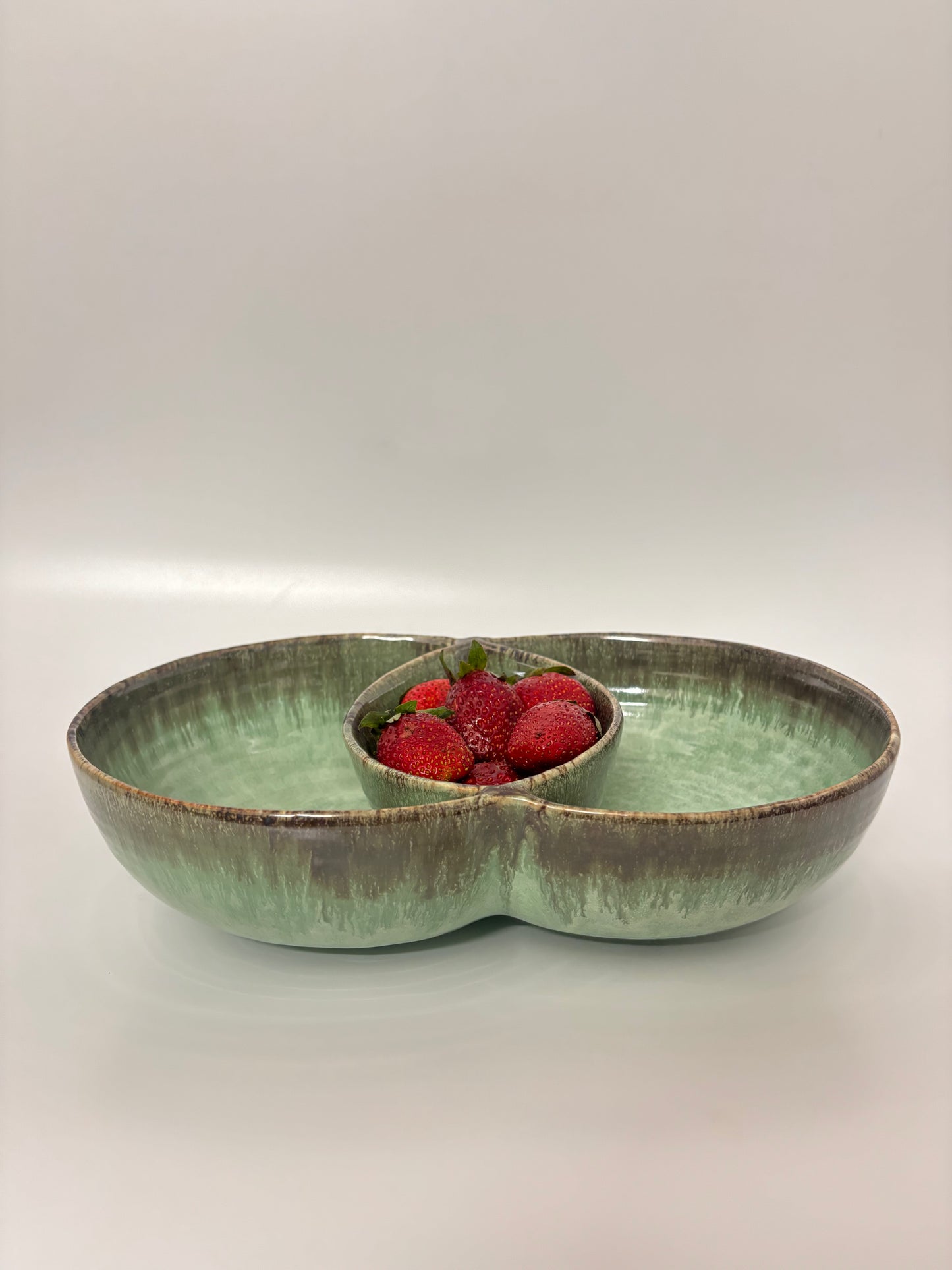 Green Dual Section Ceramic Serving Platter