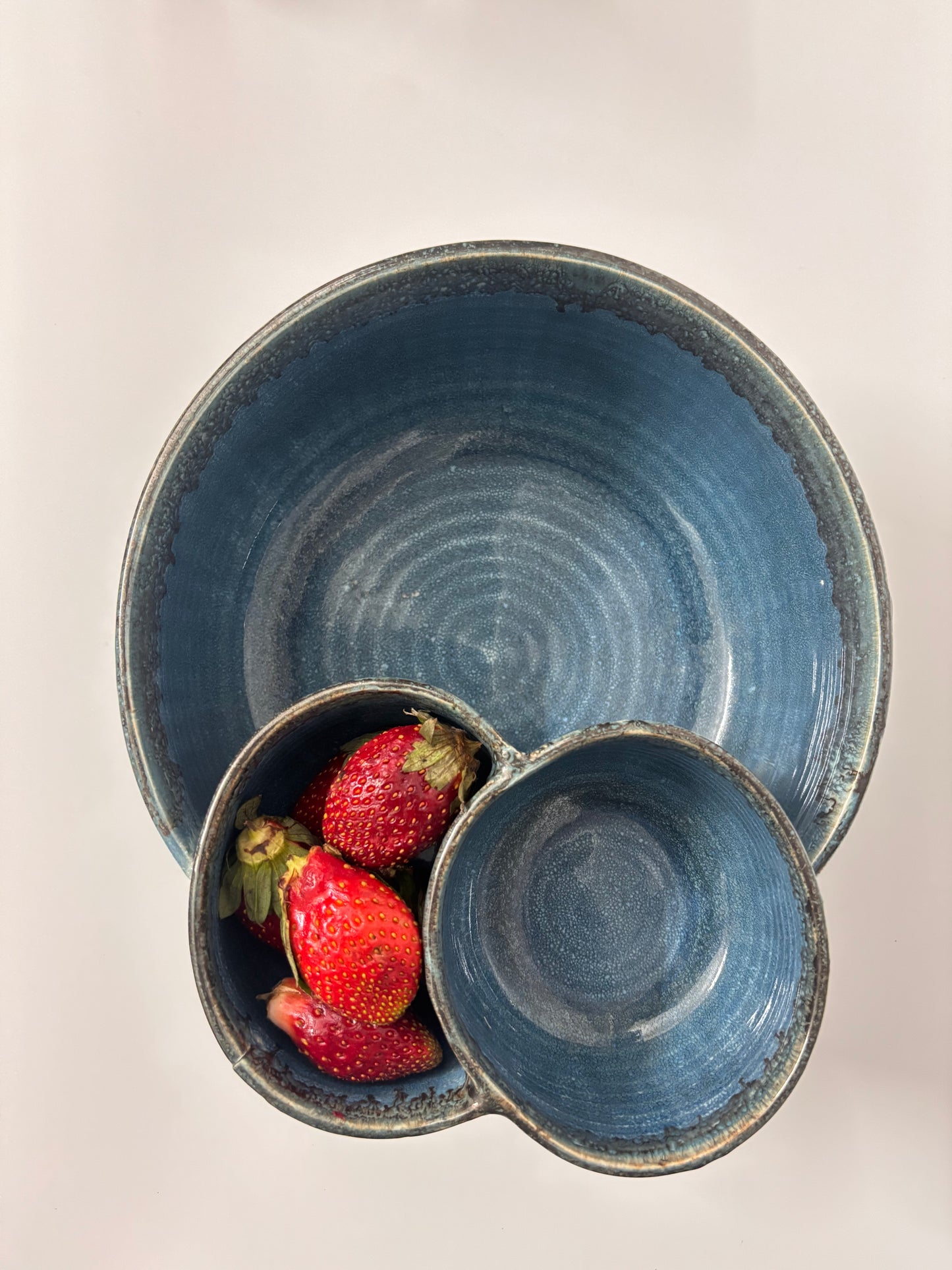 Blue Triple Section Ceramic Serving Platter