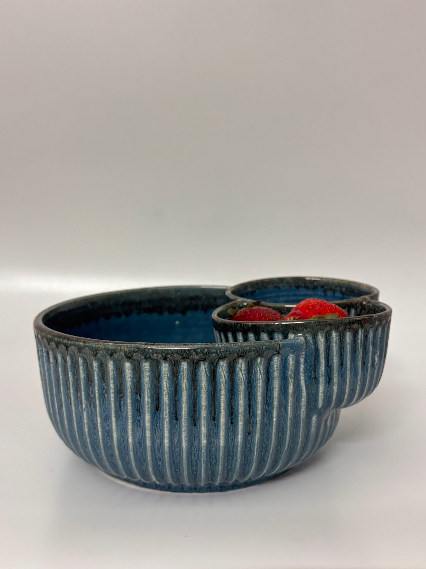 Blue Triple Section Ceramic Serving Platter
