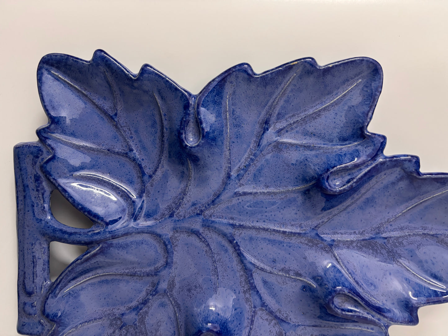 Blue Leaf-Shaped Ceramic Platter