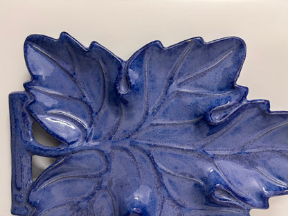 Blue Leaf-Shaped Ceramic Platter