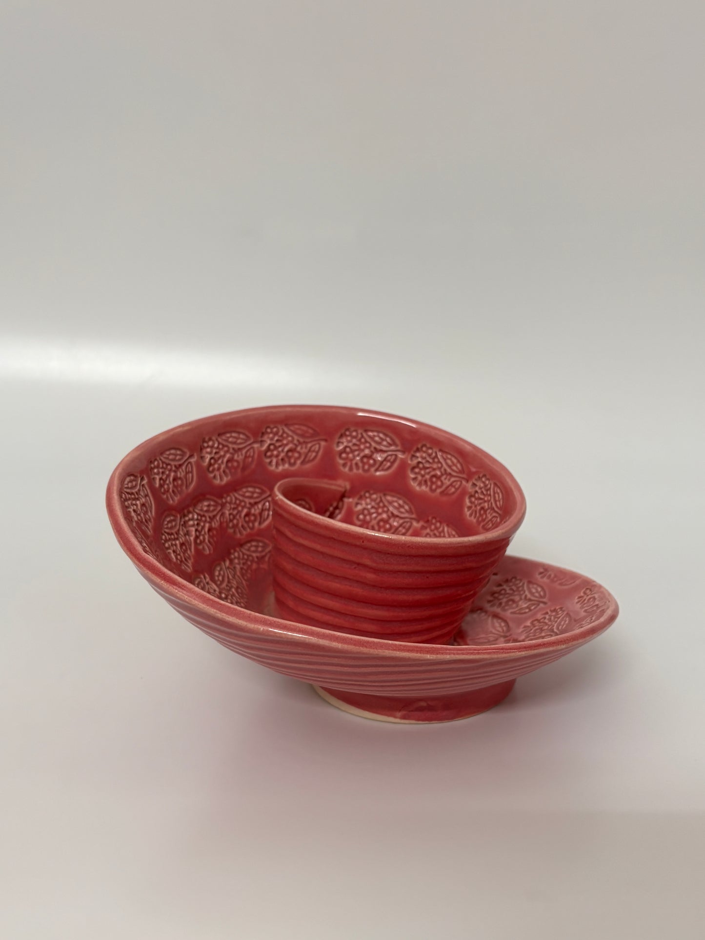 Blush Bloom Ceramic Snack Plate with Dip Bowl