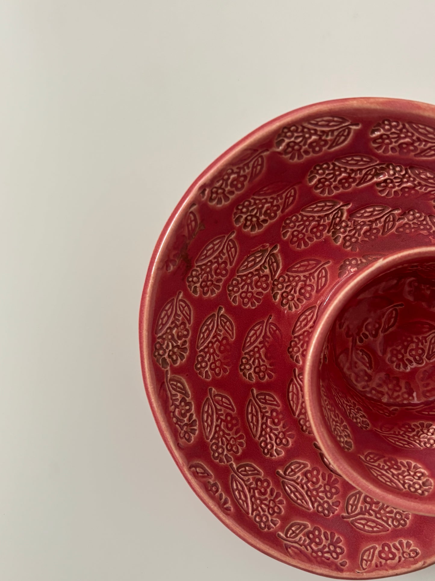 Blush Bloom Ceramic Snack Plate with Dip Bowl