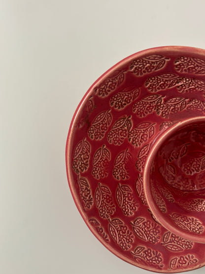 Blush Bloom Ceramic Snack Plate with Dip Bowl