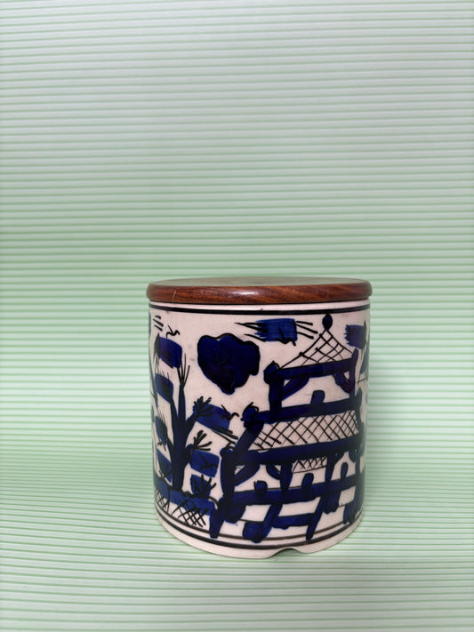 Indigo Village Jar
