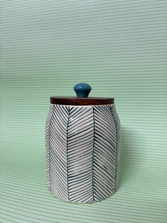 Fern Lines Ceramic Jar