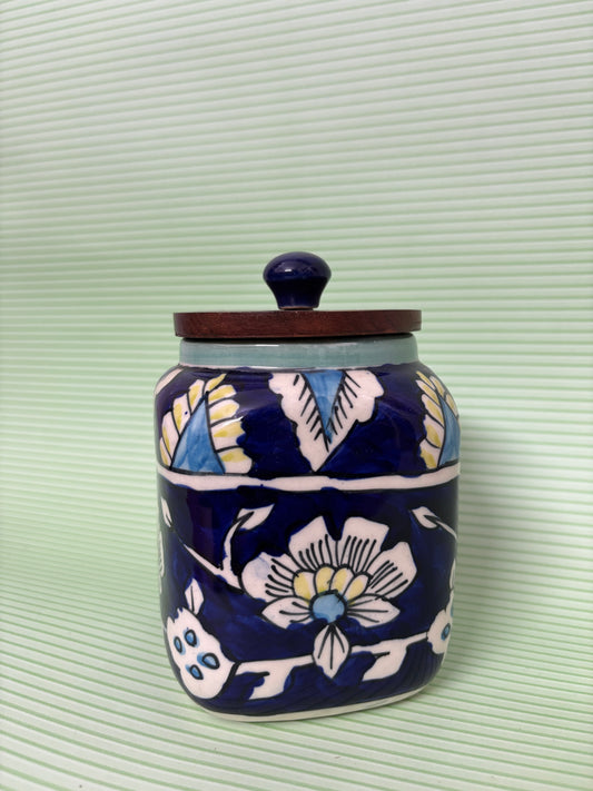 Midnight Bloom Ceramic Jar