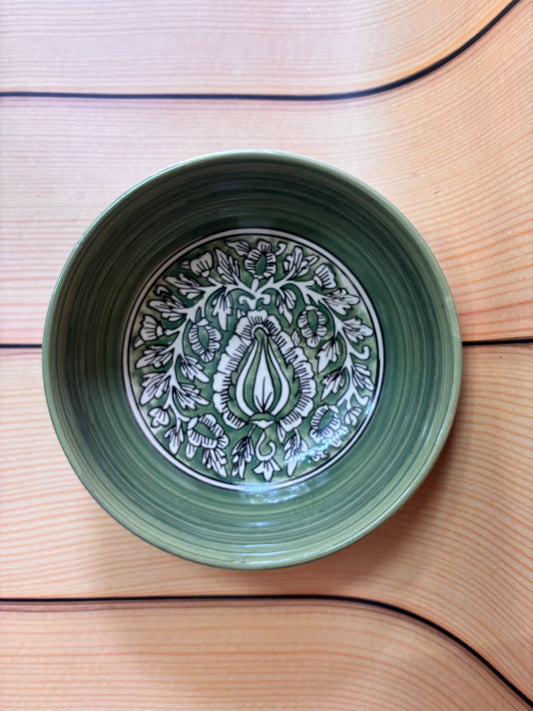Green Blossom Ceramic Bowl