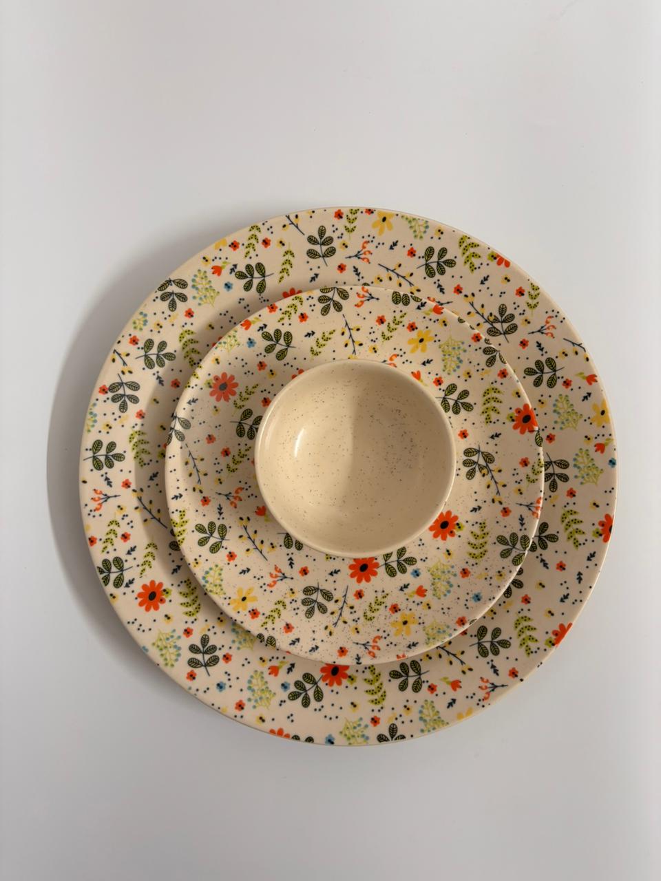 3-Piece Handcrafted Floral  Dinner Set