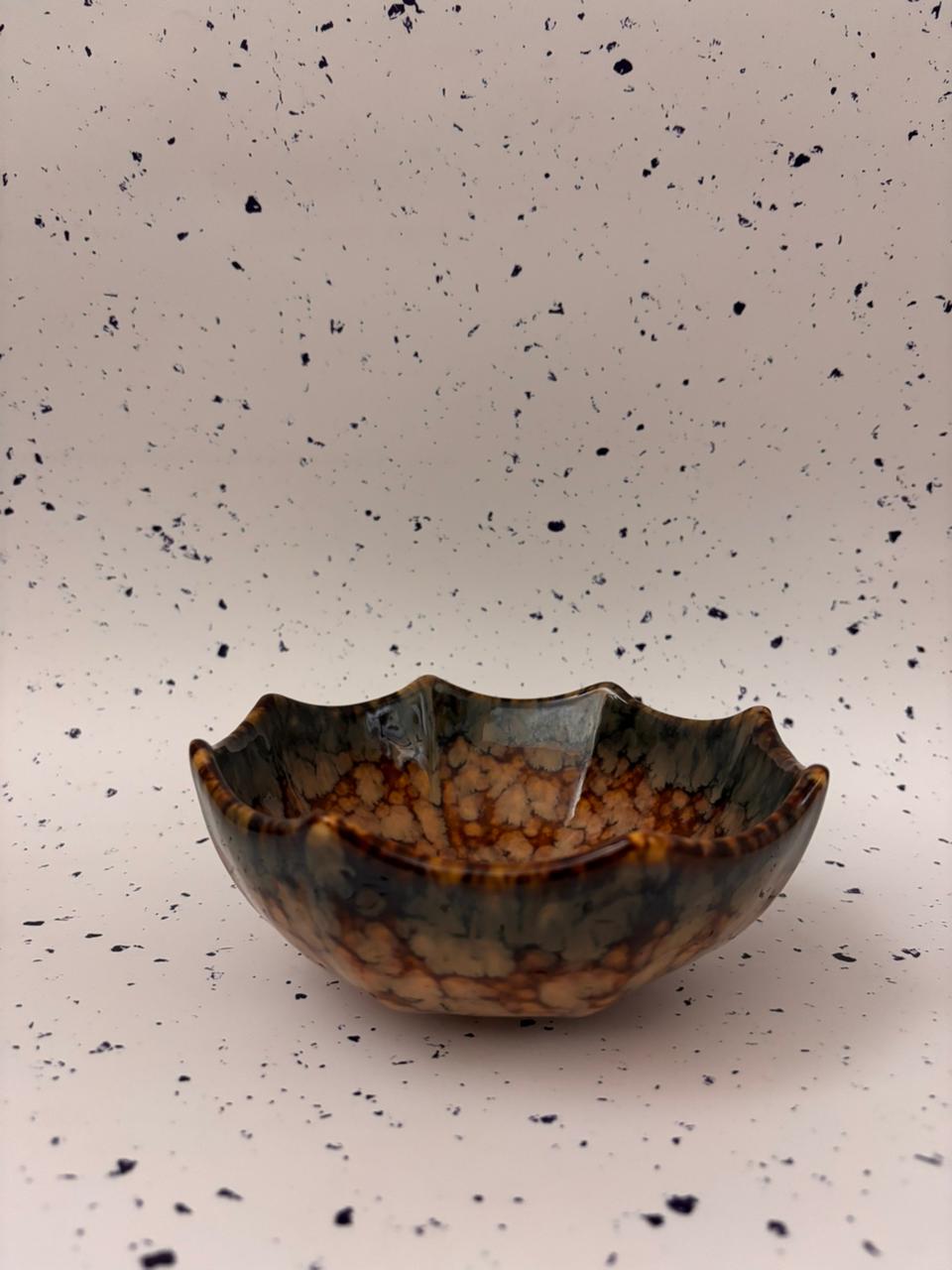 Amber Crackle Glaze Octagon Bowl