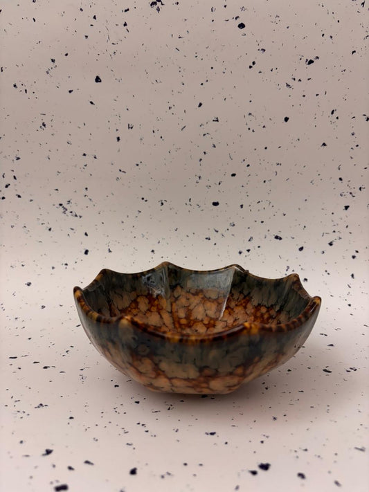 Amber Crackle Glaze Octagon Bowl