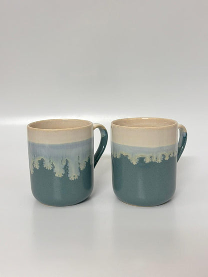 Set of 2 – Studio Pottery Dual-Tone  Ceramic Mugs