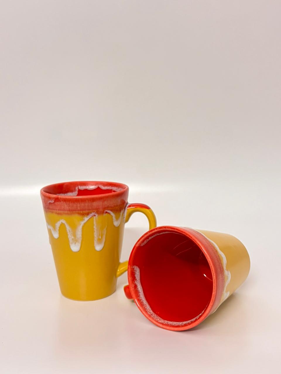 Studio Pottery Sunburst Drip  Ceramic Mug