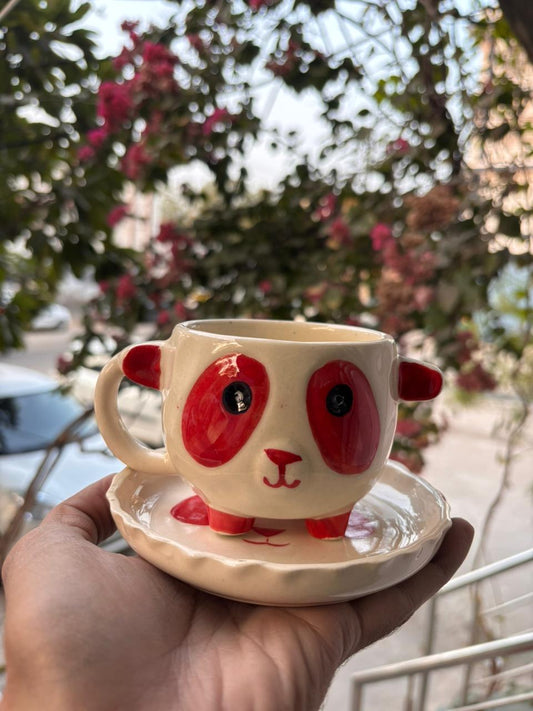 Panda Hug Ceramic Cup & Saucer Set