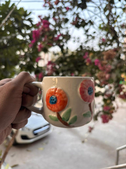 Hand-Painted Floral Ceramic Mug