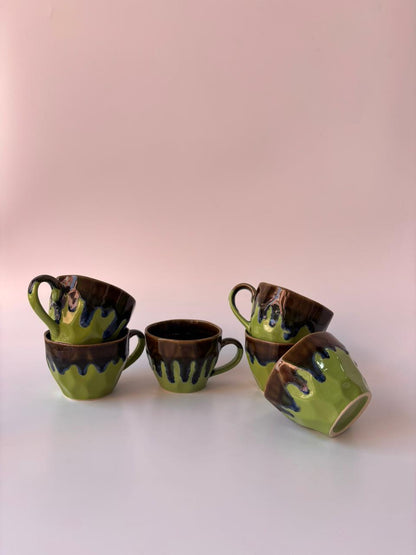 Drip Glaze Ceramic Tea Cups – Set of 6