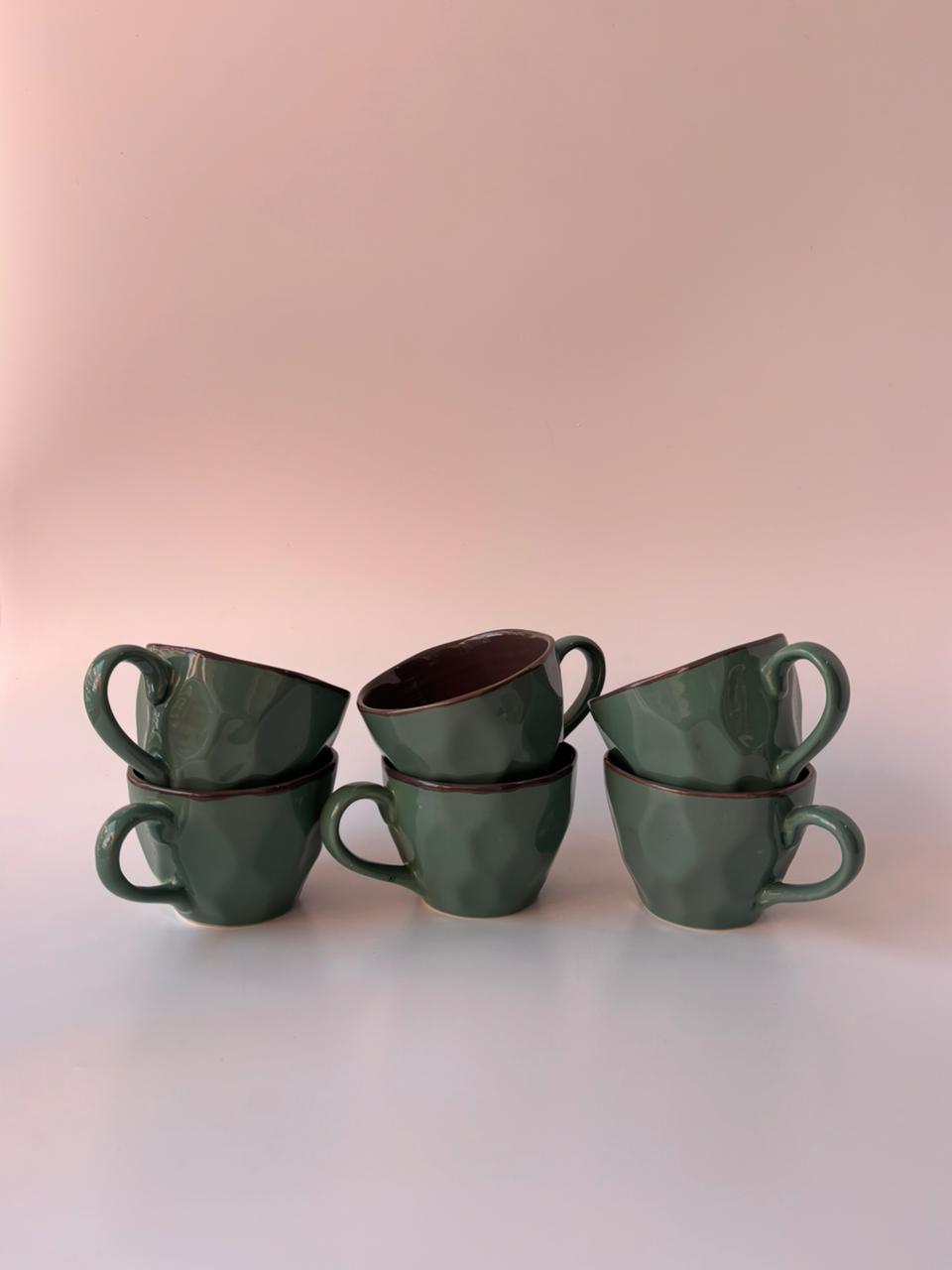 Solid Glaze Ceramic Tea Cups – Set of 6