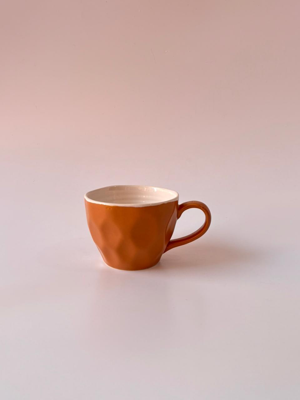 Faceted Ceramic Tea Cups – Set of 6