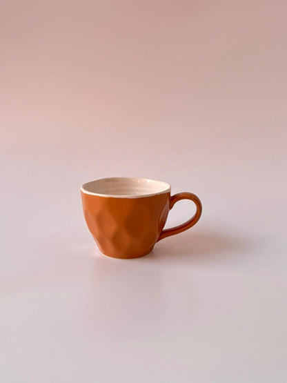Faceted Ceramic Tea Cups – Set of 6